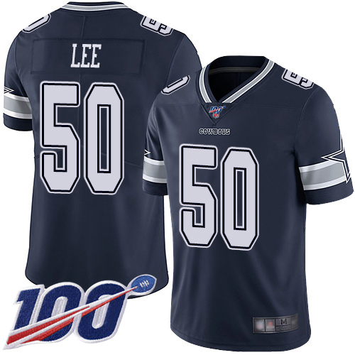 Men Dallas Cowboys Limited Navy Blue Sean Lee Home #50 100th Season Vapor Untouchable NFL Jersey
